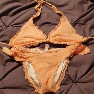Victoria's Secret peach ruffle bikini